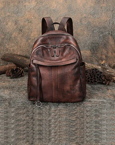Handmade Black Gray Leather Backpack Bag Womens Best School Rucksack Ladies Leather Backpack Purses