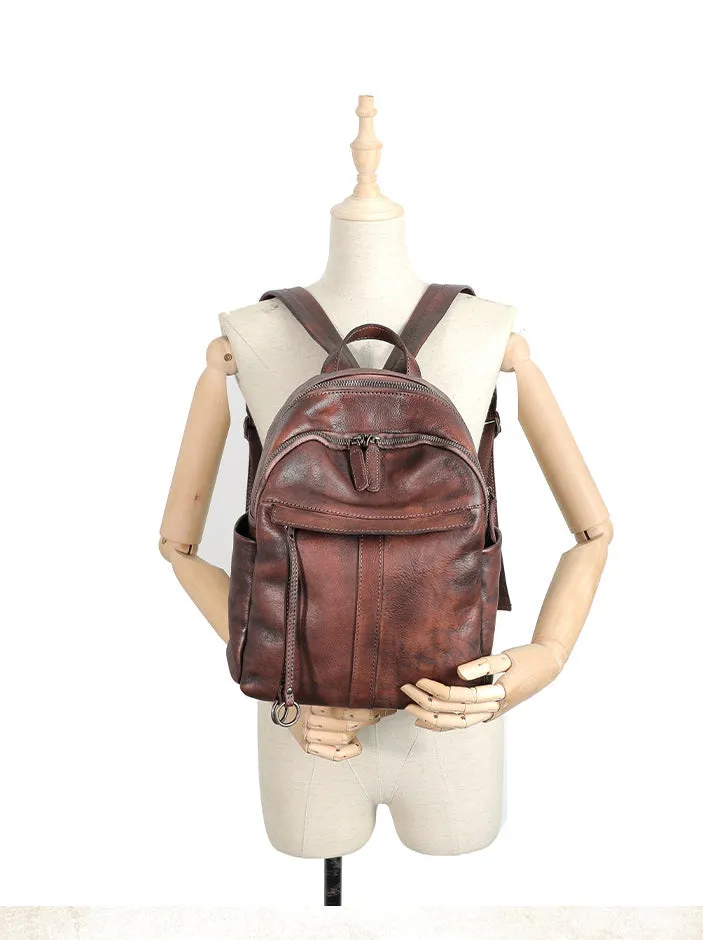 Handmade Black Gray Leather Backpack Bag Womens Best School Rucksack Ladies Leather Backpack Purses