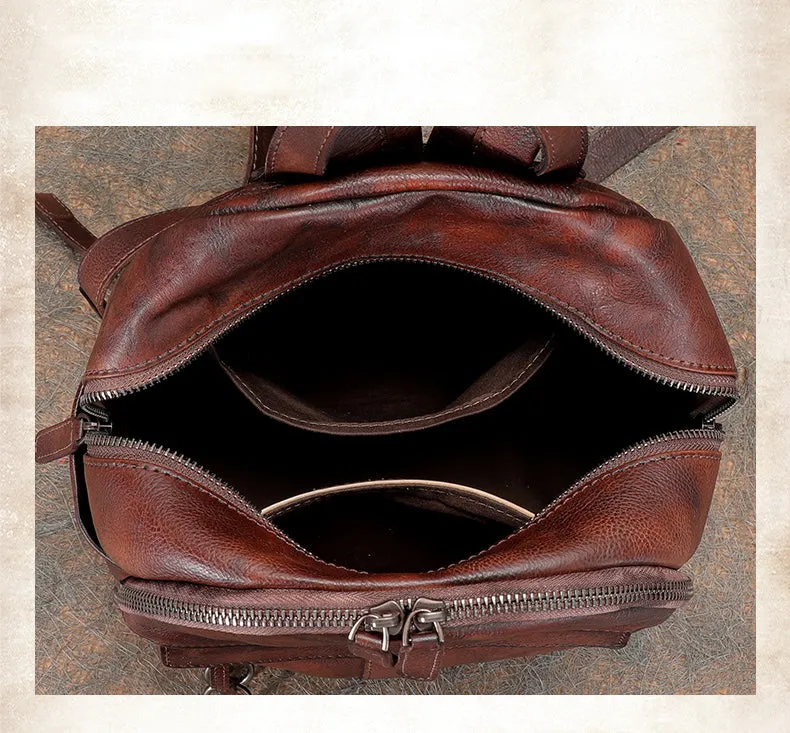 Handmade Black Gray Leather Backpack Bag Womens Best School Rucksack Ladies Leather Backpack Purses