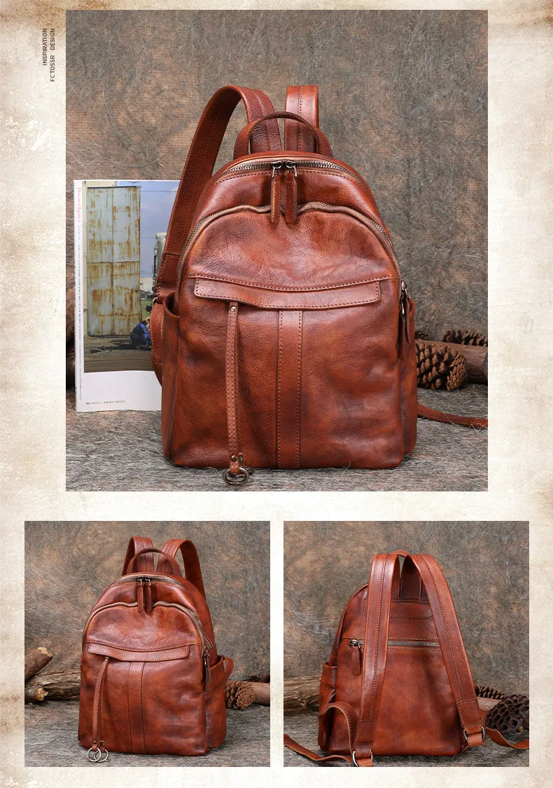 Handmade Black Gray Leather Backpack Bag Womens Best School Rucksack Ladies Leather Backpack Purses