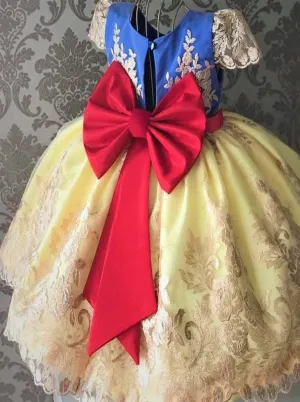 Holiday Princess Gold Embroidered Party Dress