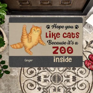 Hope You Like Cats It's A Zoo Inside Personalized Doormat