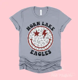 Horn Lake Eagles Smiley Leopard Shirt / DC -Desoto County Schools / Mississippi School Shirt