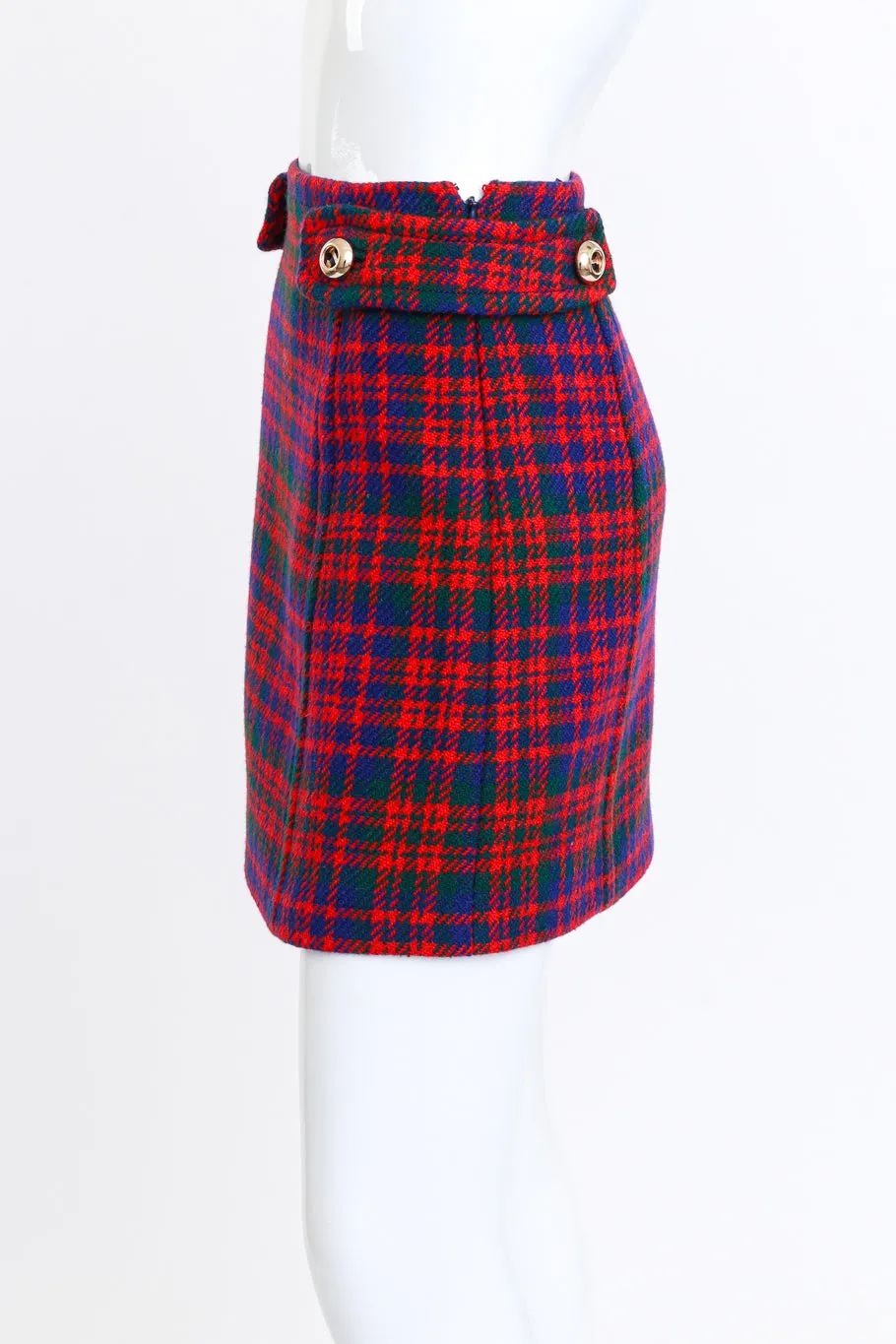 Houndstooth Plaid Mini Skirt