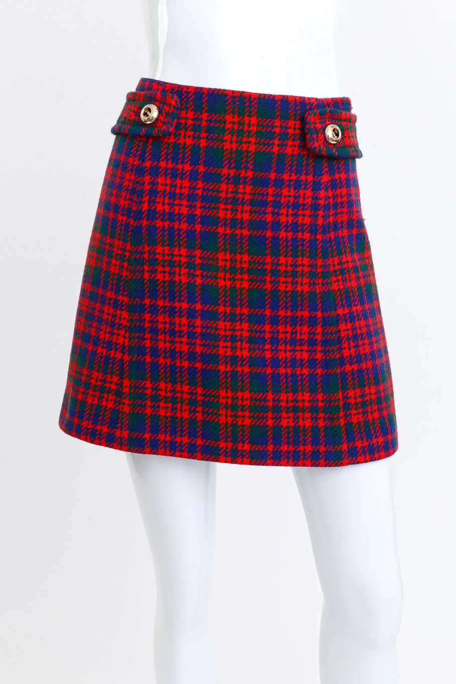 Houndstooth Plaid Mini Skirt