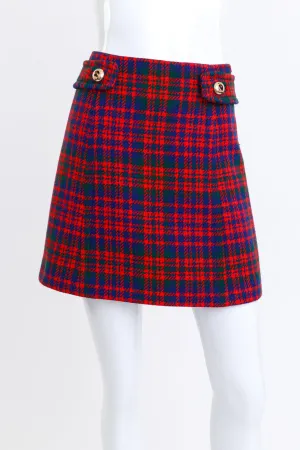 Houndstooth Plaid Mini Skirt