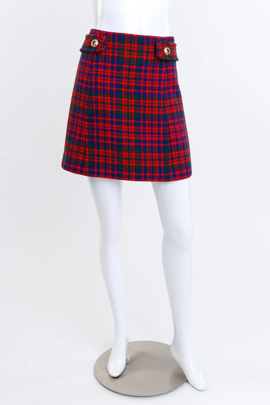 Houndstooth Plaid Mini Skirt