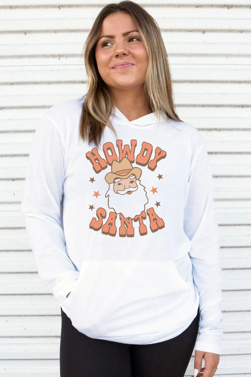 Howdy Cowboy Santa Adult Soft-Tek Blend Long Sleeve Hoodie