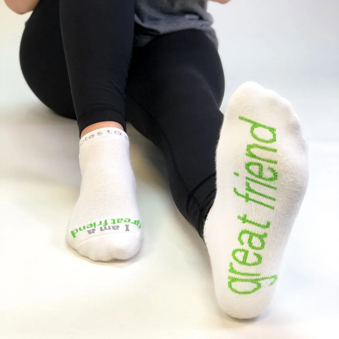 I am a great friend® white low-cut socks