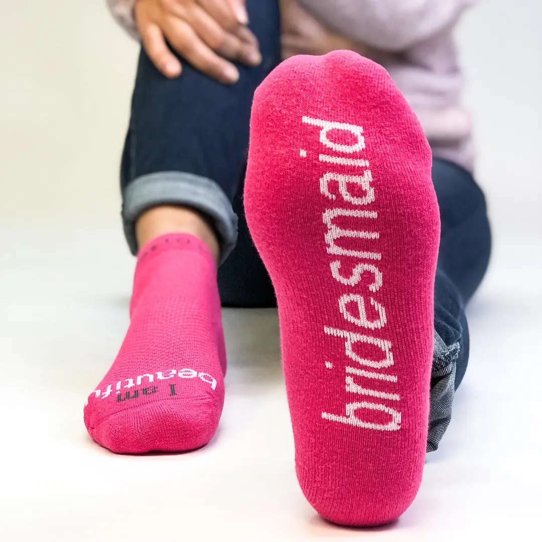 I am beautiful - bridesmaid bright pink low-cut socks