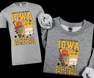 IOWA (BLACK & GOLD) Basketball Tickets GREY Tee or Sweatshirt
