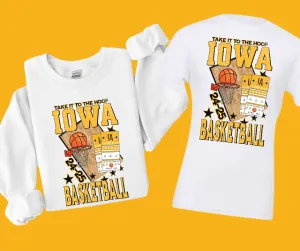 IOWA (BLACK & GOLD) Basketball Tickets WHITE Sweatshirt or Tee