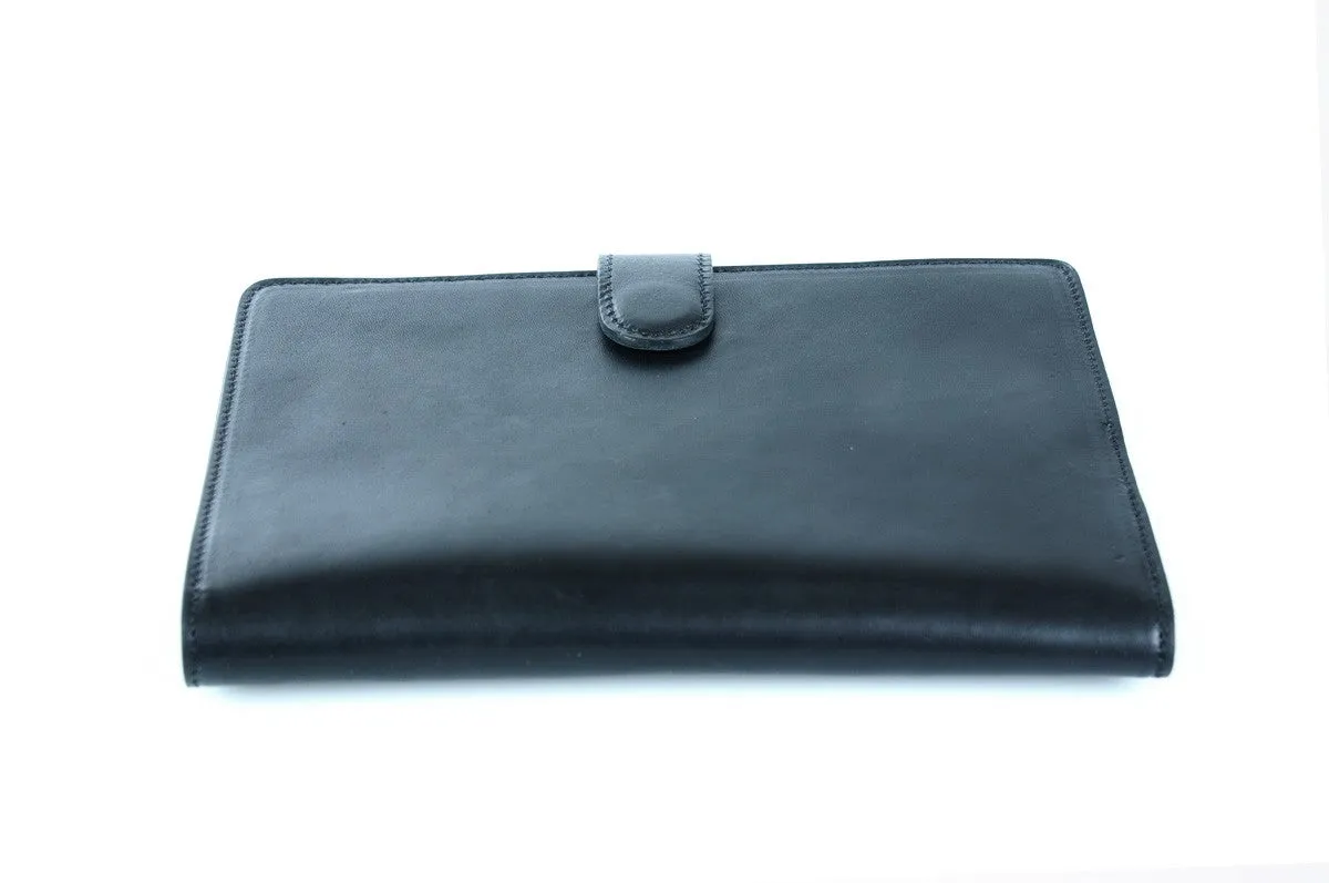 Italian Leather Padfolio Writing Journal w/Tablet Sleeve - Onyx Black