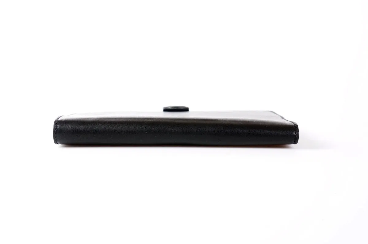 Italian Leather Padfolio Writing Journal w/Tablet Sleeve - Onyx Black