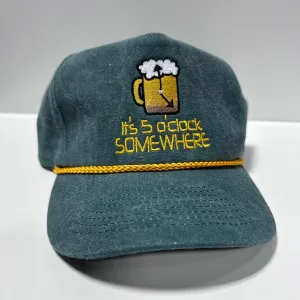 It’s Five 5 O’clock Somewhere on Green Snapback Hat Cap Custom Embroidery