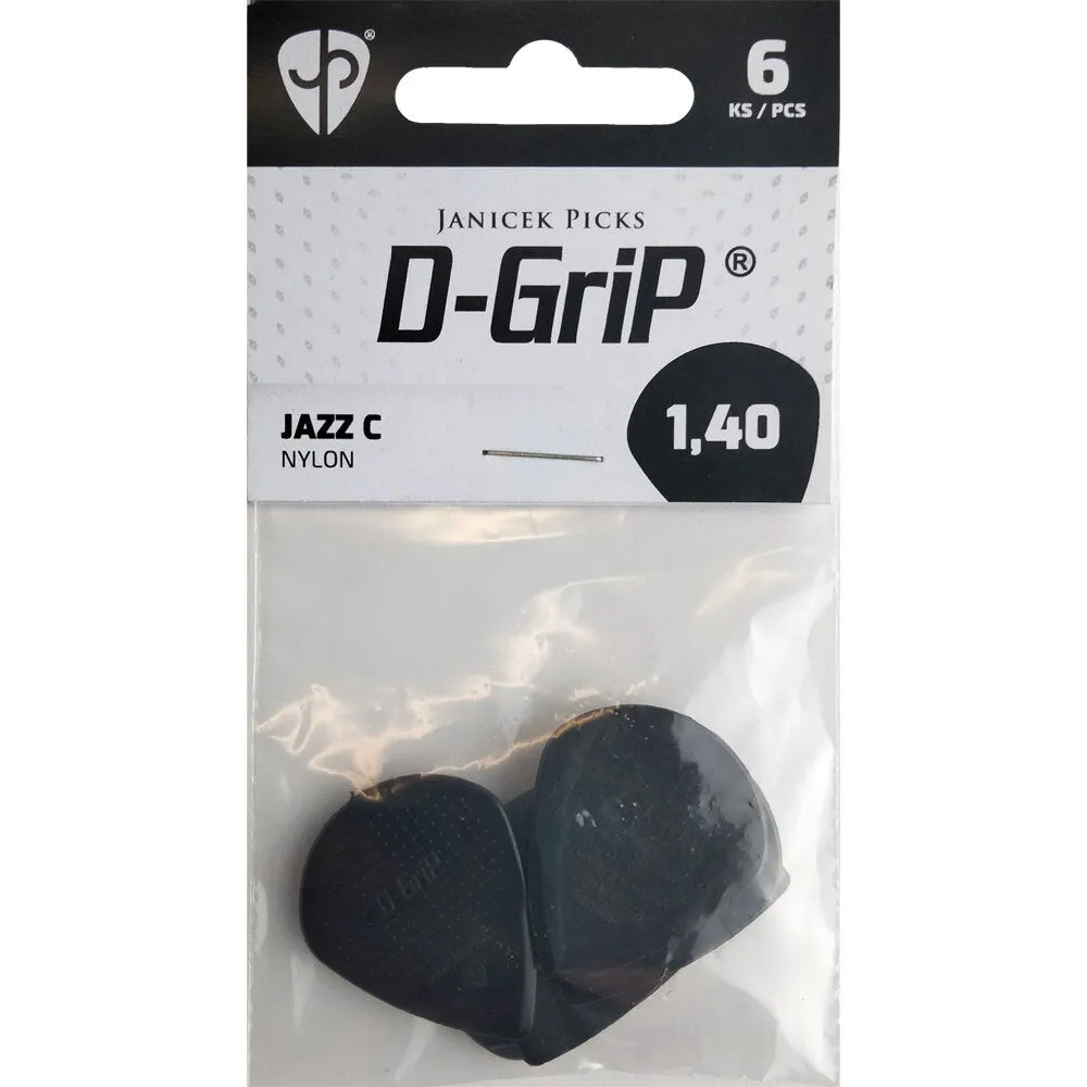 Janicek D-Grip Jazz-C Series Pick in Black (1.40mm) - 6pk