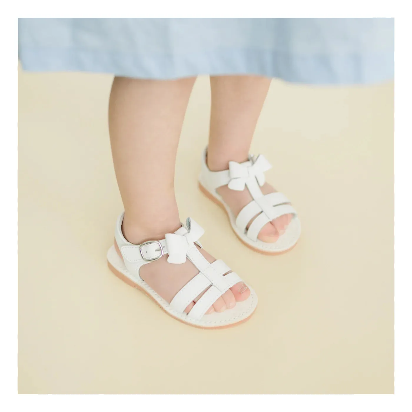 Janie White T-Strap Bow Sandal