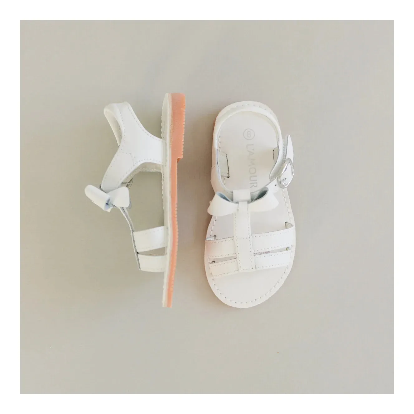 Janie White T-Strap Bow Sandal