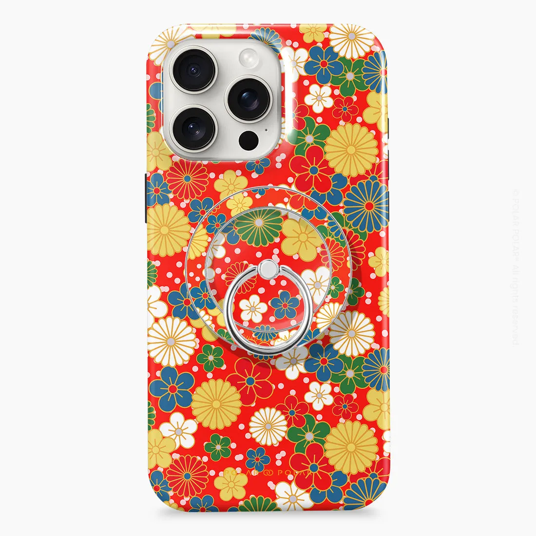 Japan Blossoms - Silver MagSafe Phone Grip and Ring Holder Stand