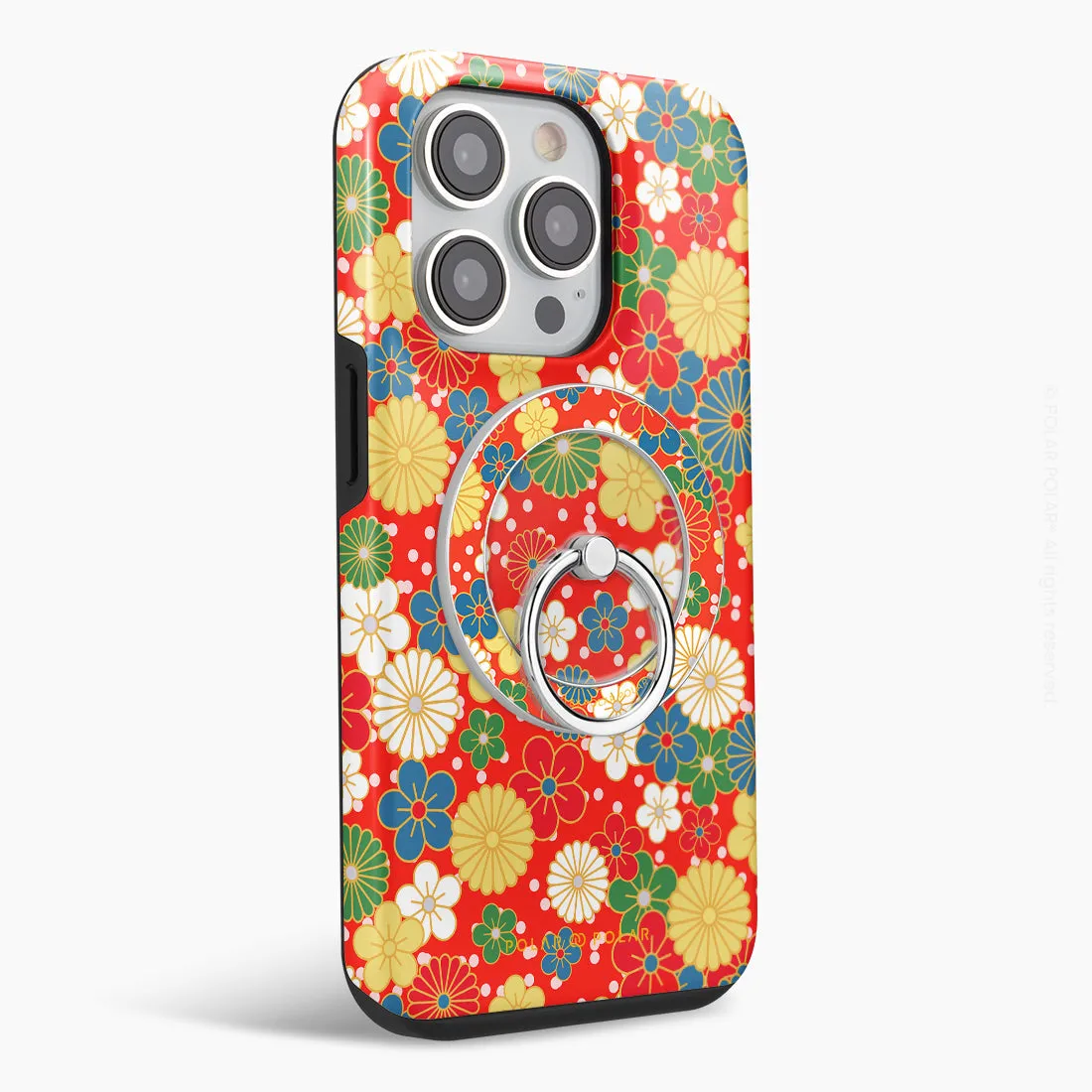 Japan Blossoms - Silver MagSafe Phone Grip and Ring Holder Stand