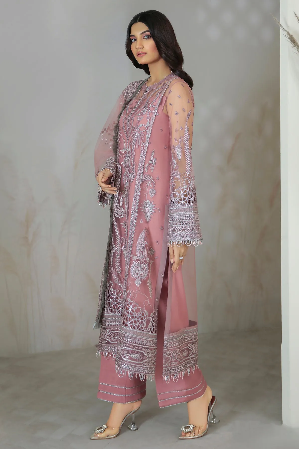 Jazmin Embroidered Chiffon 2022 | FUSION OF DELUXE | PINK EVE