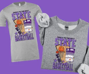 K STATE (PURPLE) Basketball Tickets GREY Tee or Sweatshirt