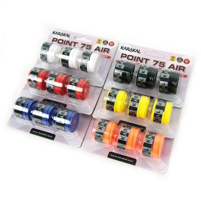 Karakal Point 75 Air Overwrap Grip 3 Pack - Various Colours