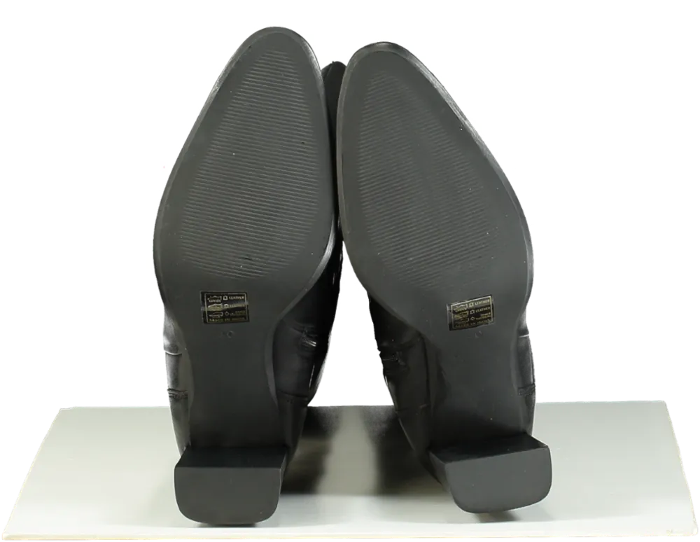 Karen Millen Black Leather Heeled Buckle Detail Knee High Boots UK 7