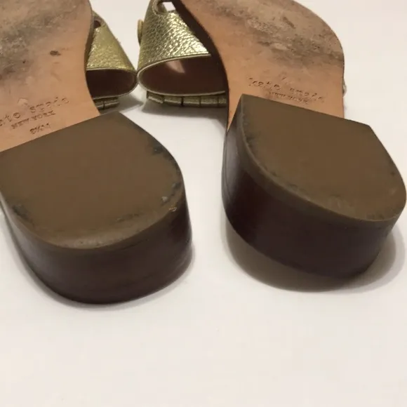 KATE SPADE BRIE KILKIE GOLD METALLIC LEATHER SANDALS SZ 8.5M