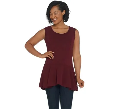 Kathleen Kirkwood Women's Flirty No-Peplum Peplum Top Wine XS
