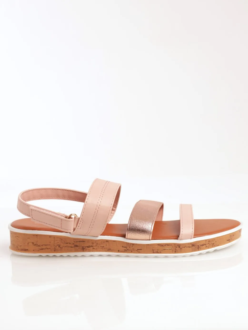 Ladies Cork Mini Wegde Multi-Fabric Sandal