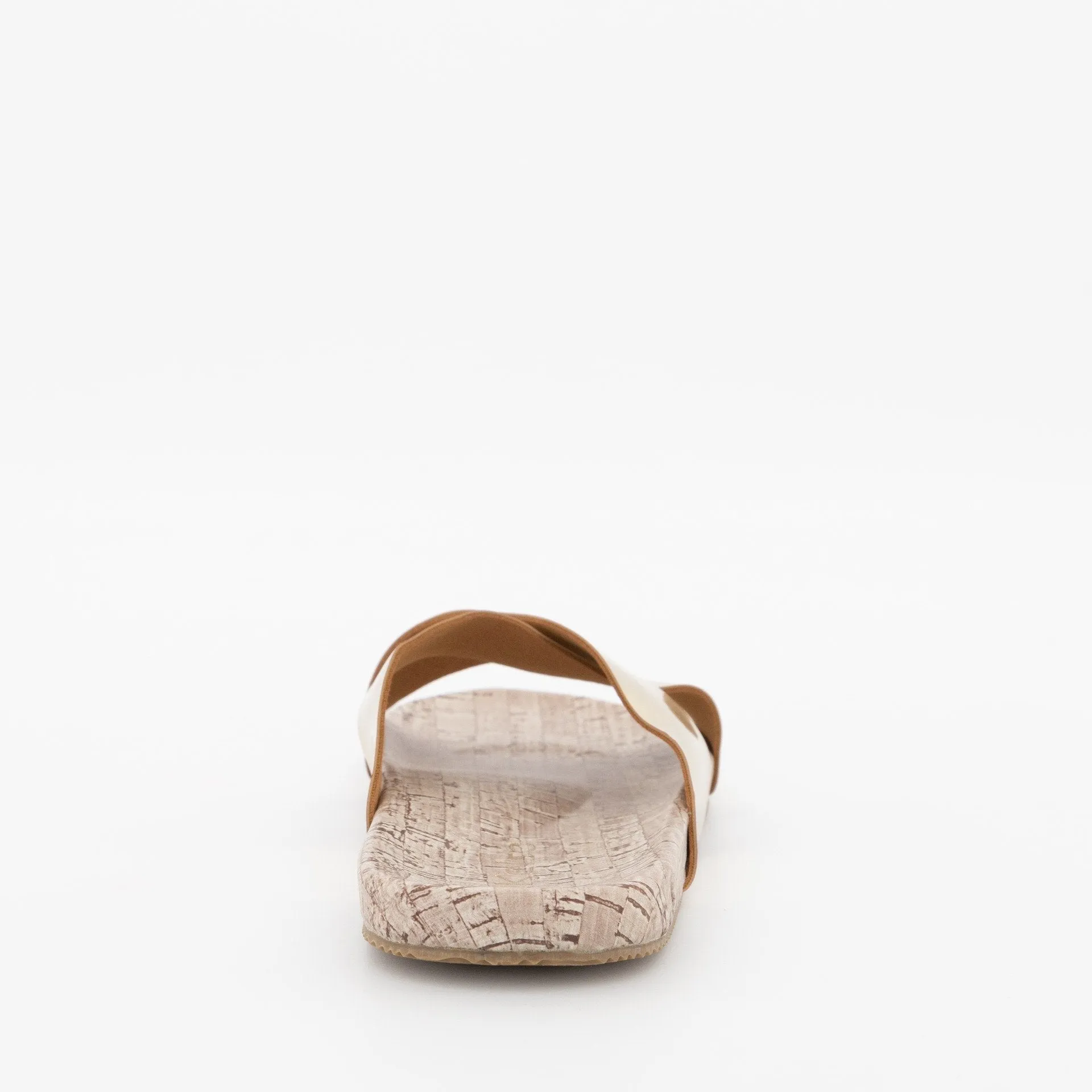 Ladies Cross-Over Push-In Mule On Cork Cover Sole - Gold