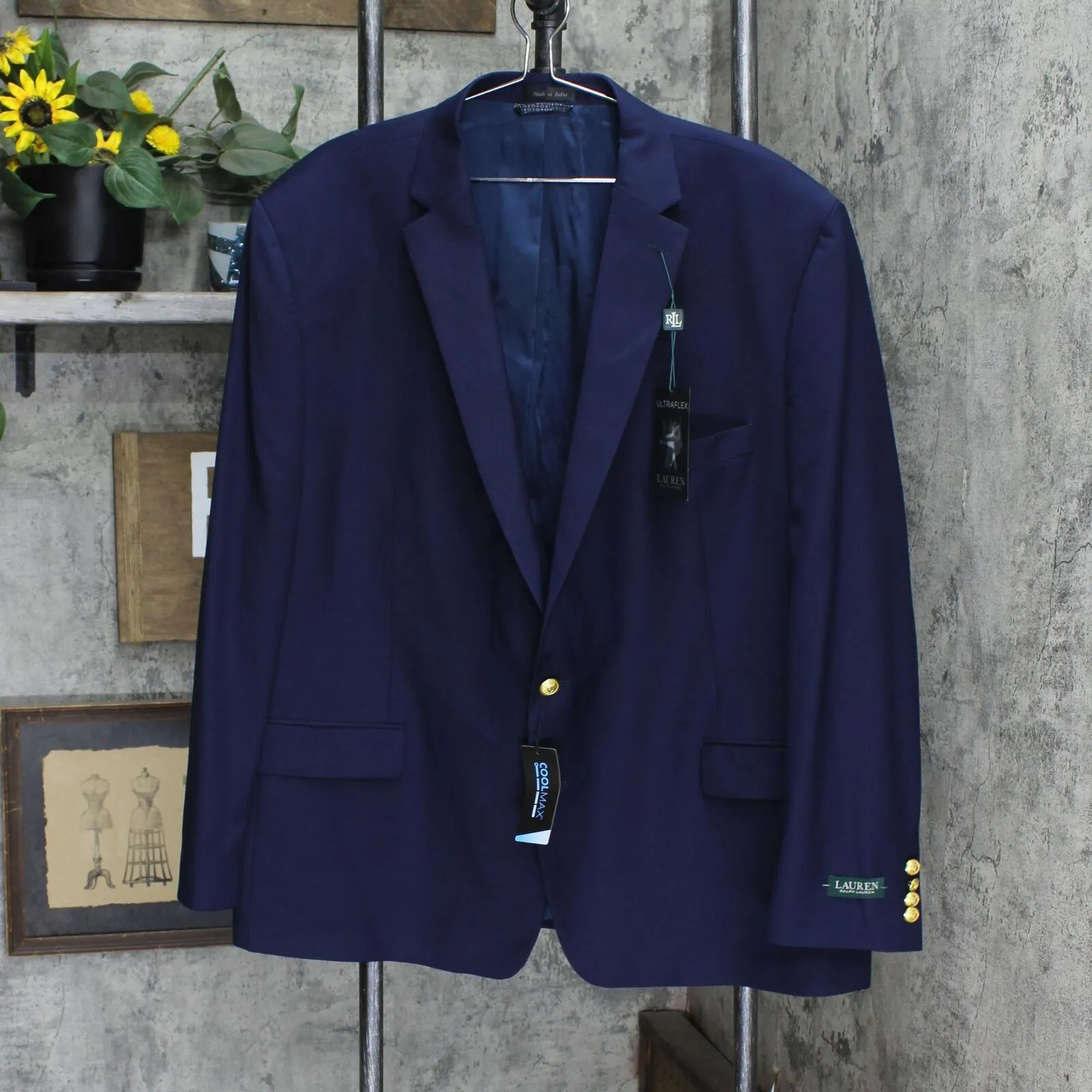 Lauren Ralph Lauren Mens UltraFlex Classic Fit Sport Coat Navy Blue 54R