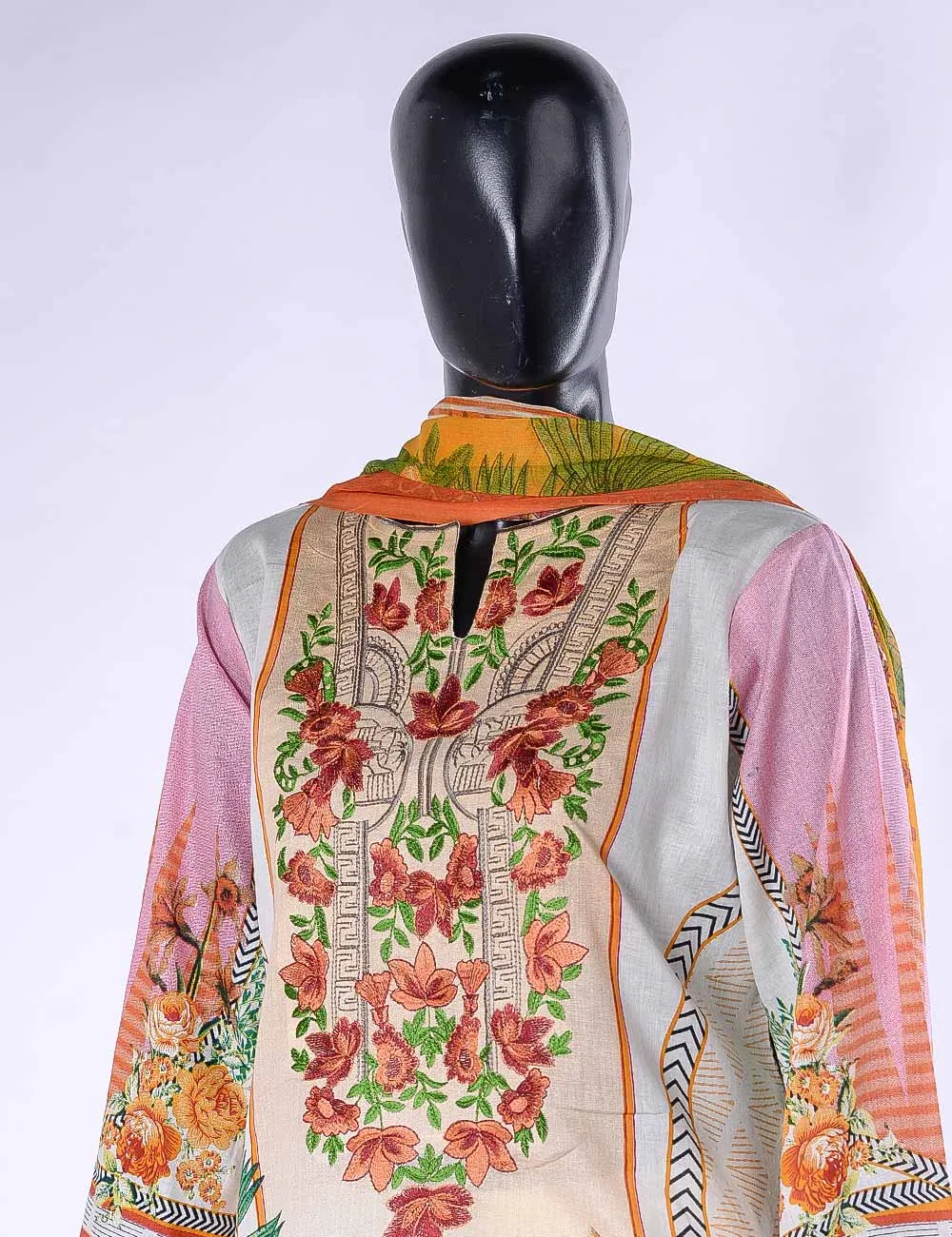 LC-5A - Drizzling Daisy  |  Unstitched Printed & Embroidered Cambric Dress