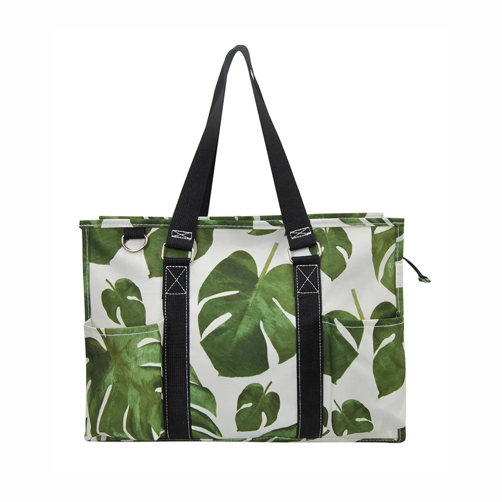 Leafy Delight NGIL Zippered Caddy Organizer Tote Bag