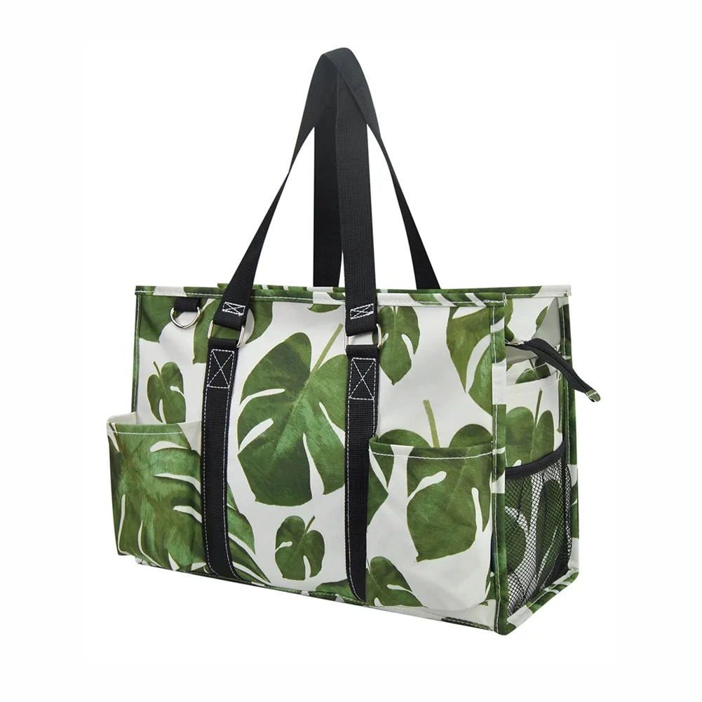 Leafy Delight NGIL Zippered Caddy Organizer Tote Bag