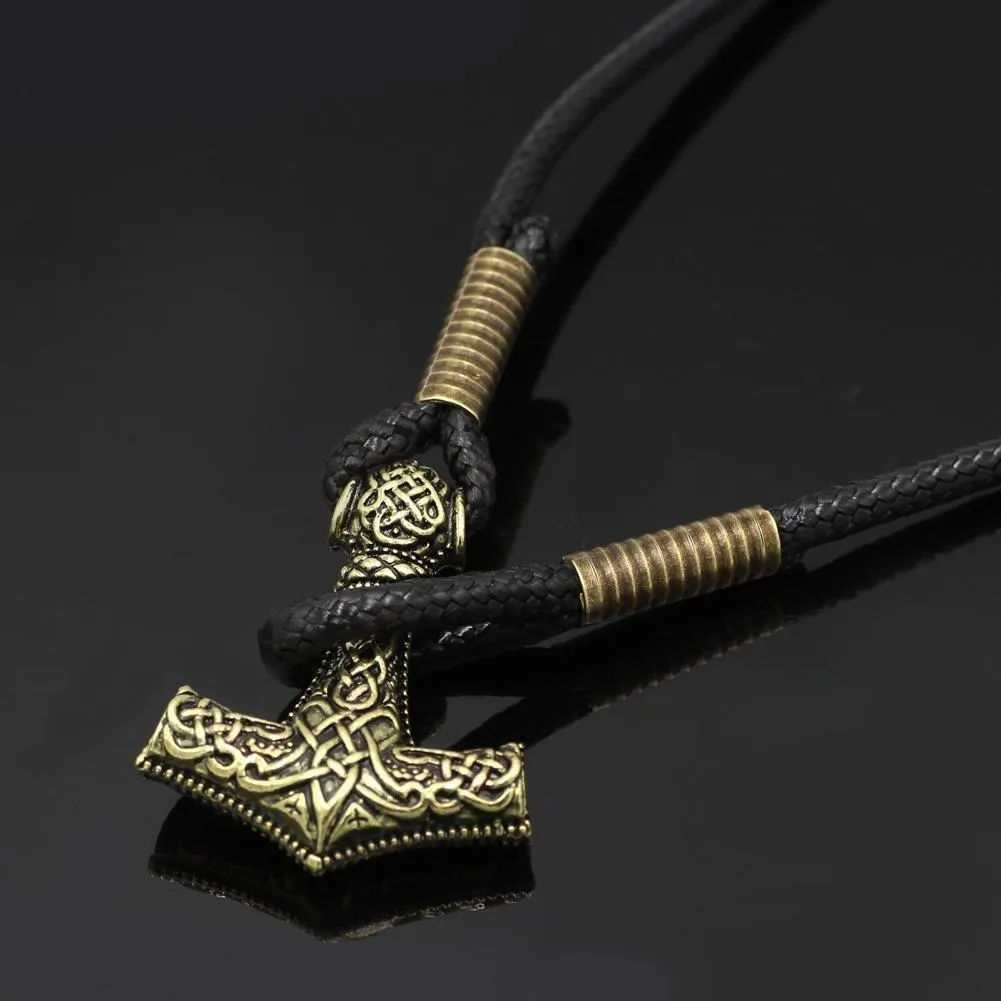Leather Mjolnir Bracelet