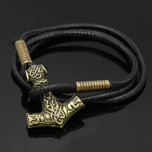 Leather Mjolnir Bracelet