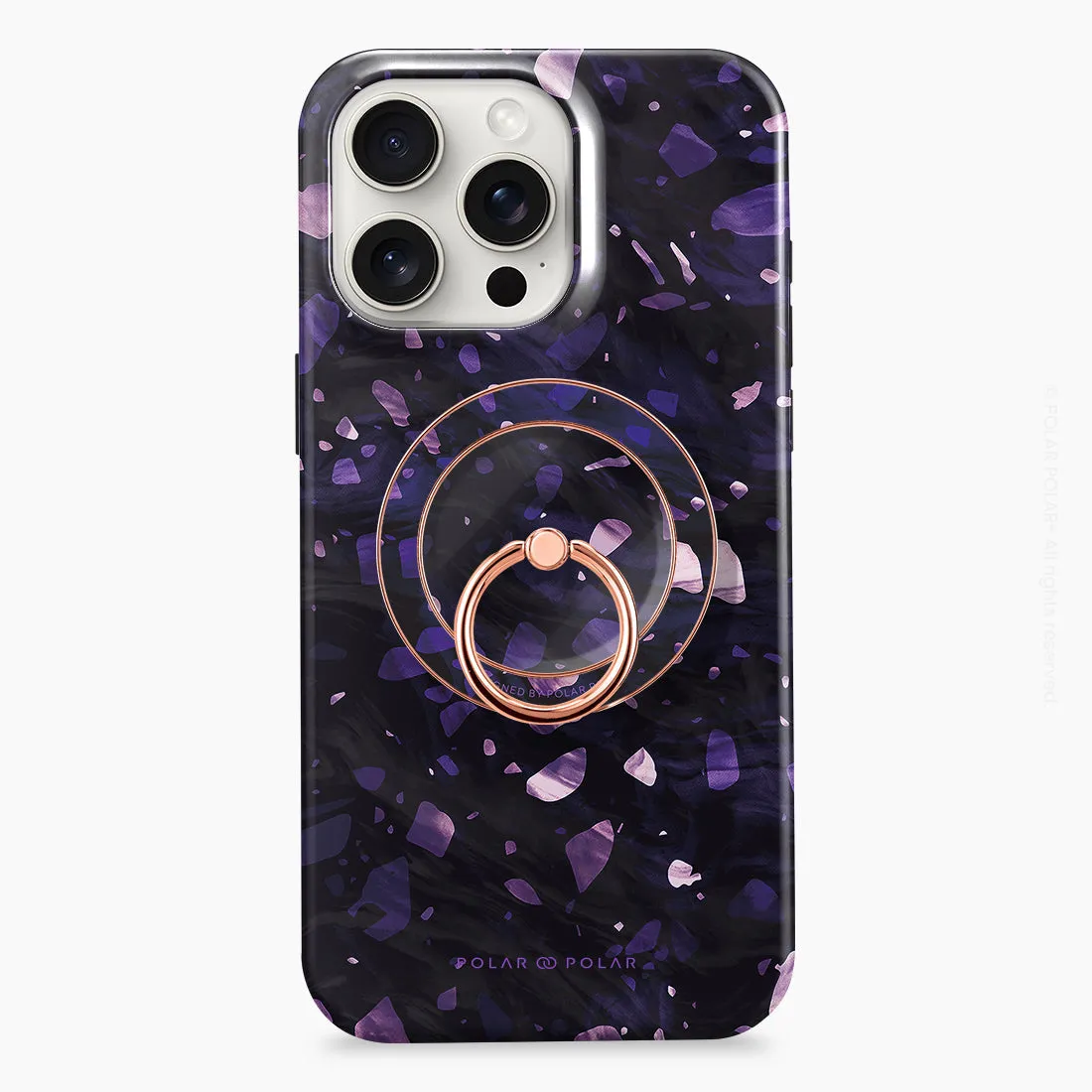 Lilac Terrazzo Gem - Rose Gold MagSafe Phone Grip and Ring Holder Stand