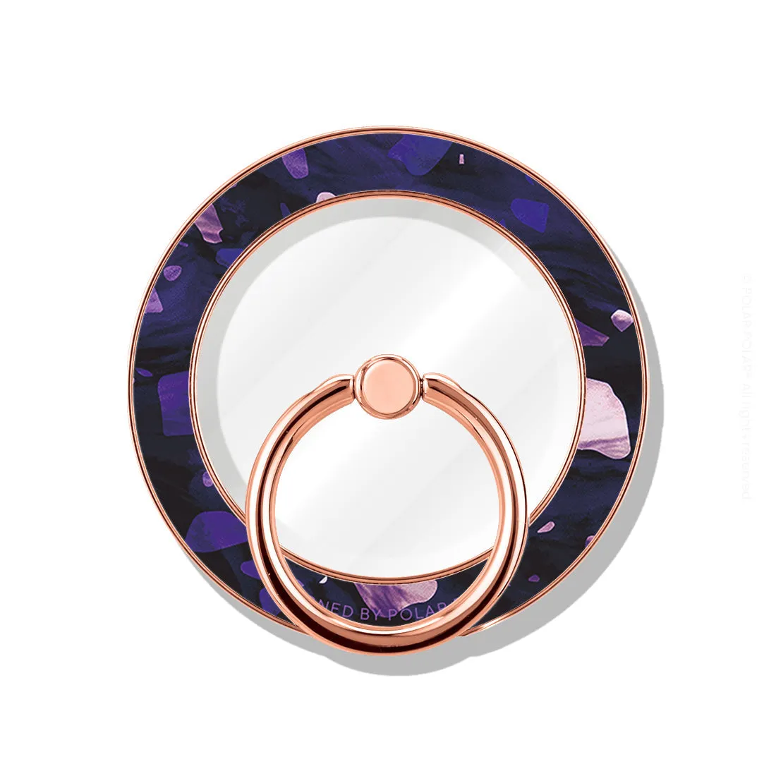 Lilac Terrazzo Gem - Rose Gold MagSafe Phone Grip and Ring Holder Stand