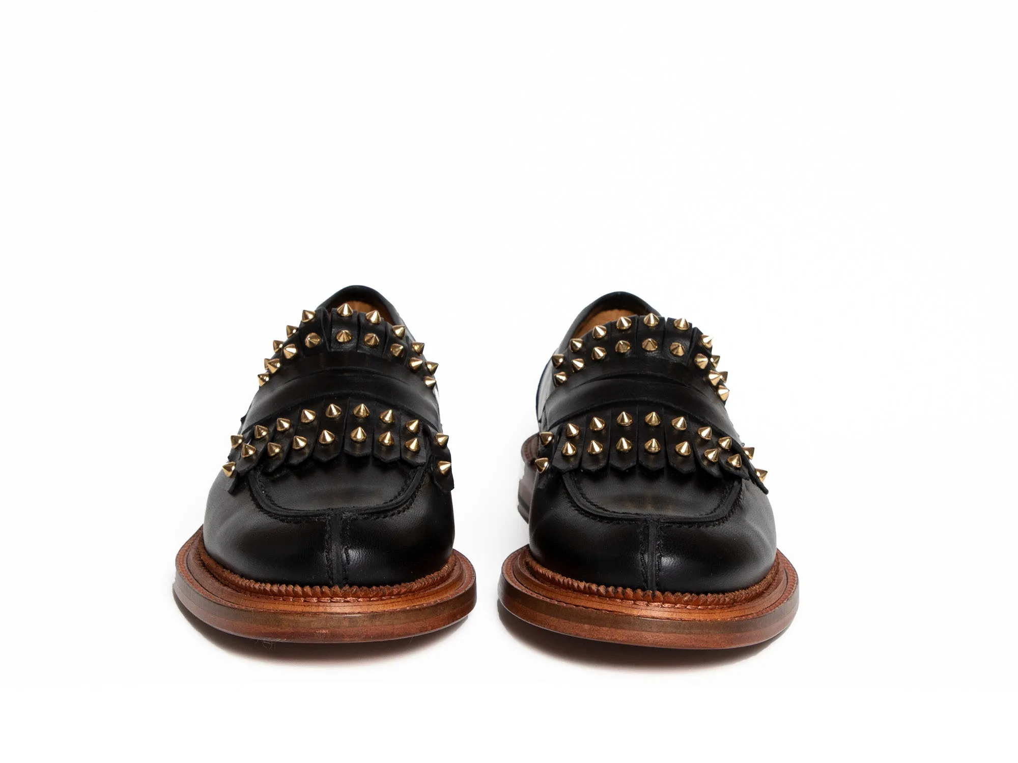 LILY - Black Penny Loafer with Studded Kiltie
