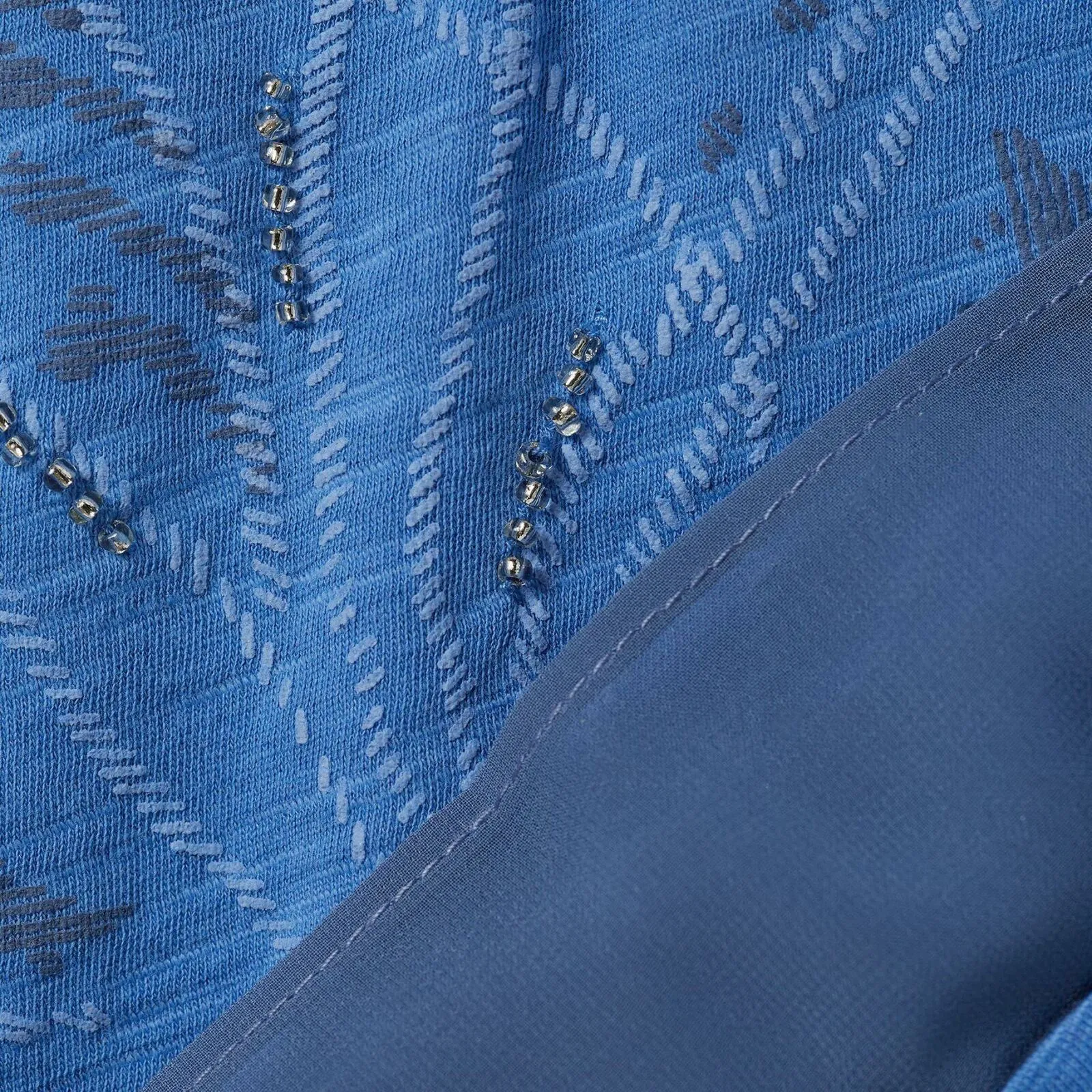 LOGO by Lori Goldstein Embellished Knit Tank Top with Chiffon Hem Blue Small