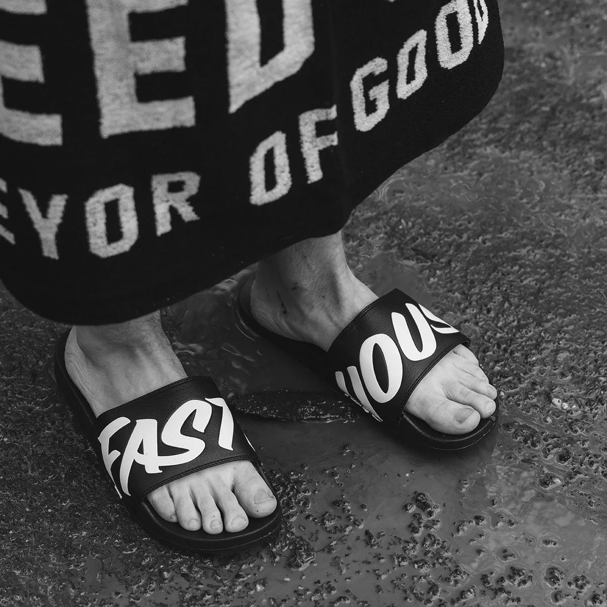 Logo Slide Sandals - Black