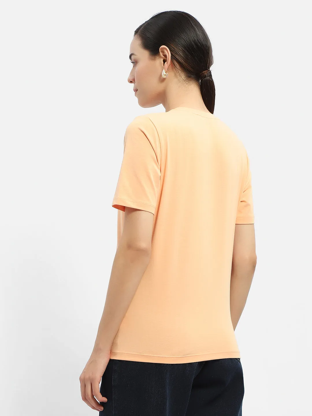 Madame Embellished Typography Peach Regular T-Shirt