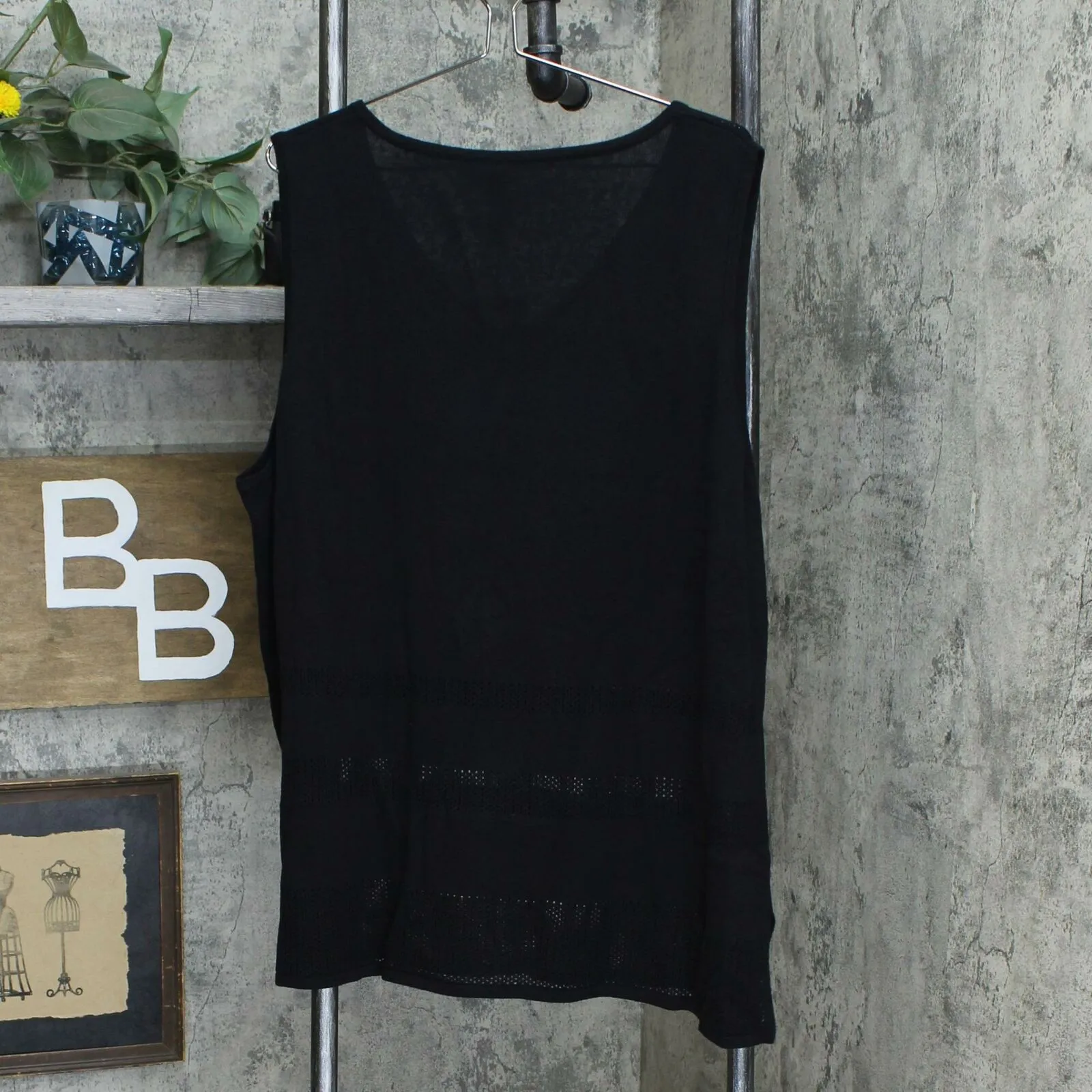 MarlaWynne Plus Size Mesh Stitch Tank Top Sweater