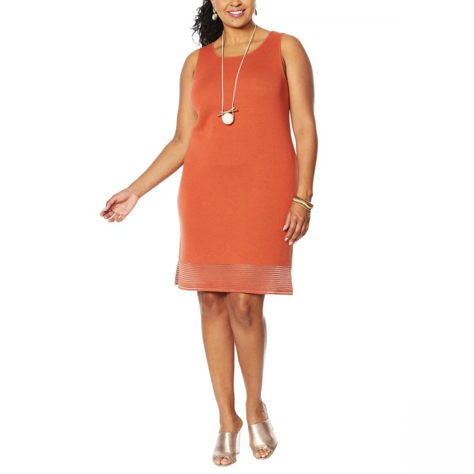 MarlaWynne Women's Plus Size Sleeveless Ottoman Dress