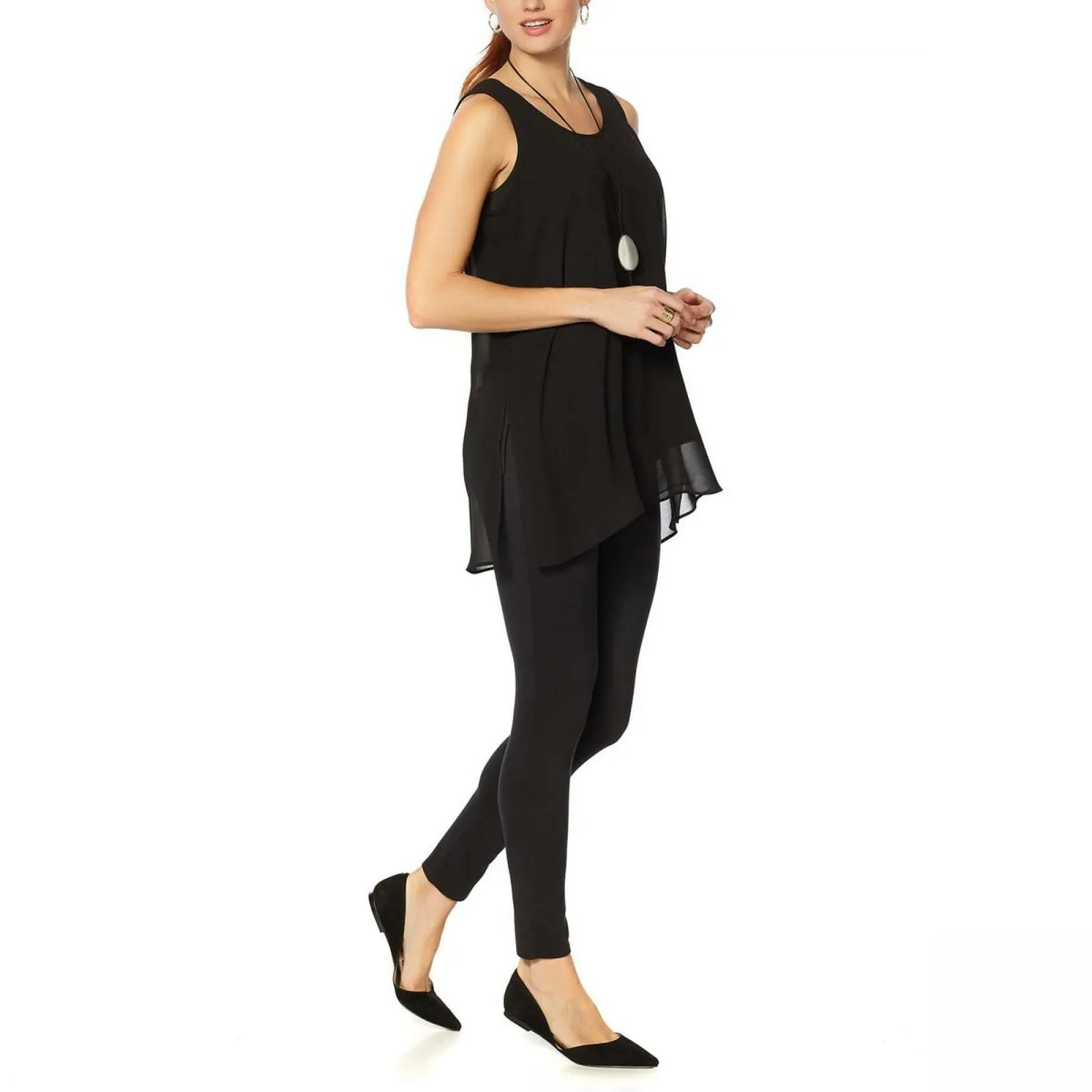 MarlaWynne WynneLayers Women's Plus Size Chiffon Tunic Tank Top