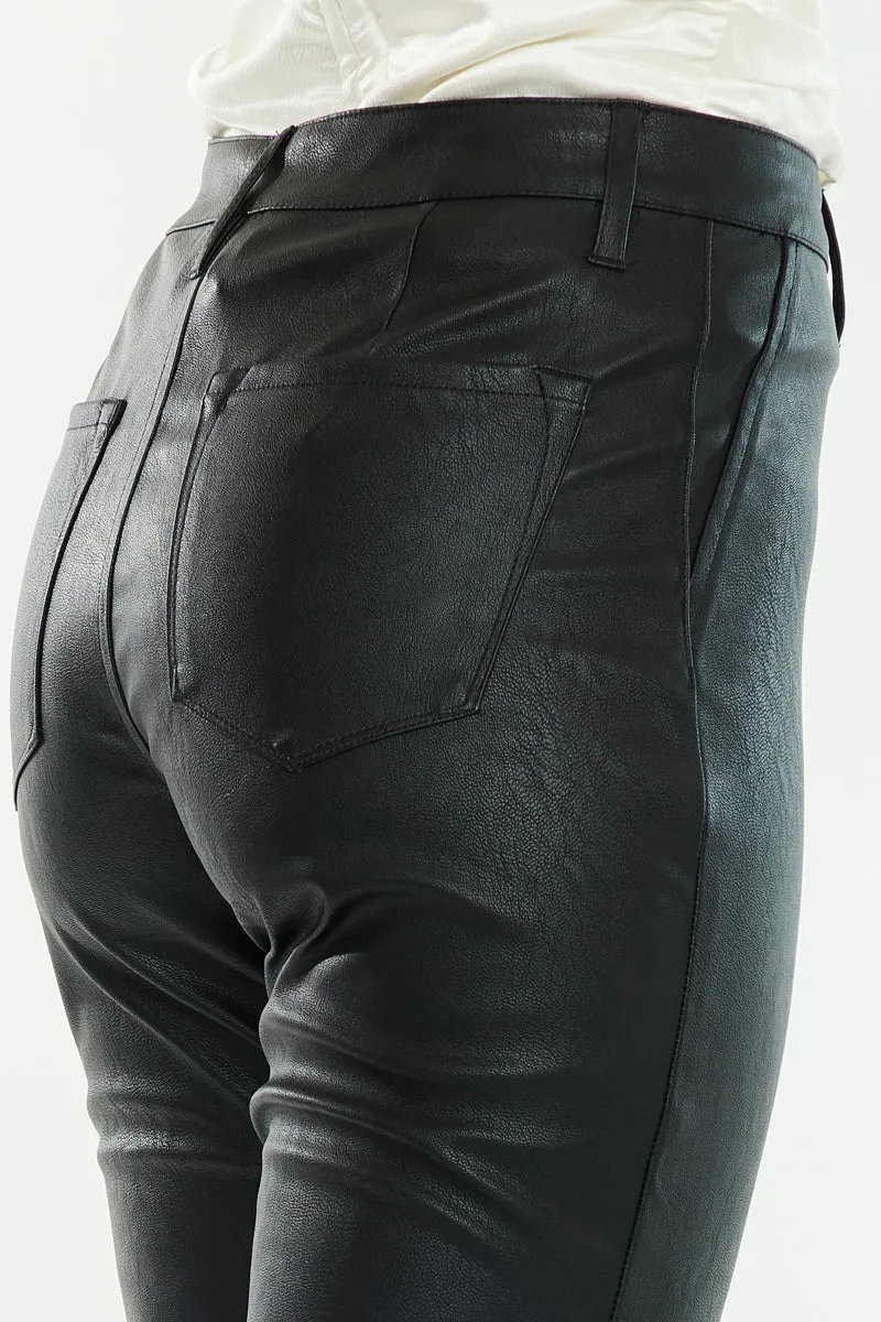 Mars High Rise Faux Leather Bootcut Jeans