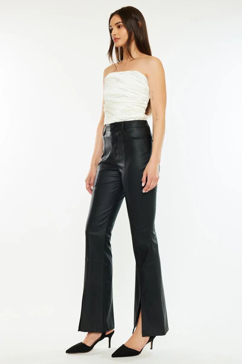 Mars High Rise Faux Leather Bootcut Jeans