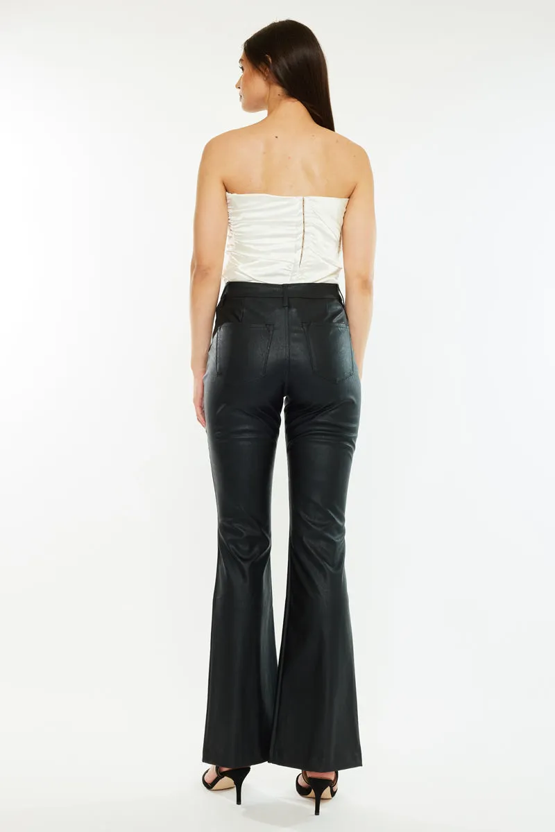 Mars High Rise Faux Leather Bootcut Jeans